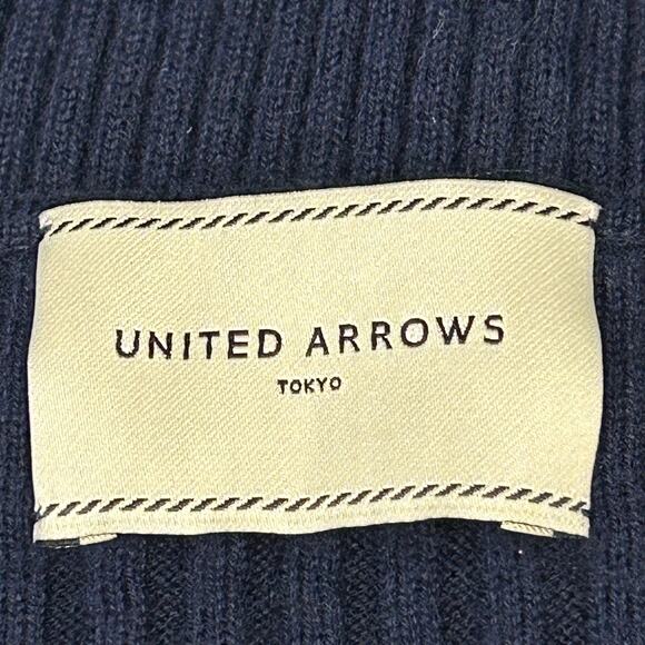 United Arrows Tokyo Navy Blue Knit Sweater Top Size S Minimalist Japanese Chic - Picture 3 of 7